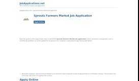 
							         Sprouts Farmers Market Job Application - Apply Online								  
							    