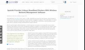 
							         Sputnik Provides Linksys Broadband Routers With Wireless Network ...								  
							    