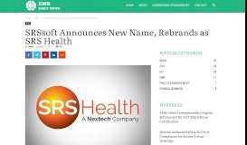 
							         SRSsoft Announces New Name, Rebrands as SRS Health - EMR ...								  
							    