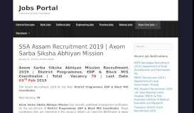 
							         SSA Assam Recruitment 2019 | Axom Sarba Siksha ... - Jobs Portal								  
							    