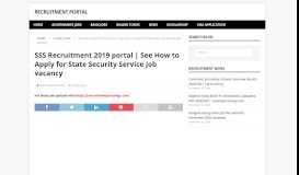 
							         SSS Recruitment 2019 portal | See How to Apply for State Security ...								  
							    