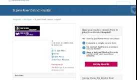 
							         St John River District Hospital | MedicalRecords.com								  
							    