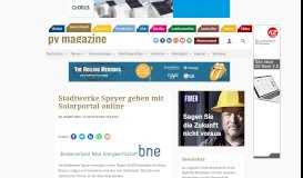 
							         Stadtwerke Speyer gehen mit Solarportal online – pv magazine ...								  
							    