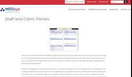 
							         Staff and Client Portals - MEDsys Software Solutions								  
							    
