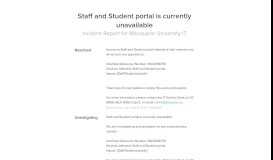 
							         Staff and Student portal is currently ... - Macquarie University IT Status								  
							    