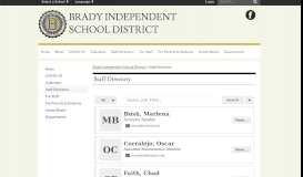 
							         Staff Directory - Brady Independent School District								  
							    