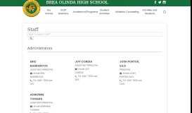 
							         Staff Directory | Brea Olinda High School								  
							    