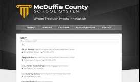 
							         Staff Directory | McDuffie County School System								  
							    