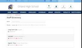 
							         Staff Directory - Orland High School								  
							    