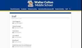 
							         Staff Directory | Walter Colton Middle School								  
							    