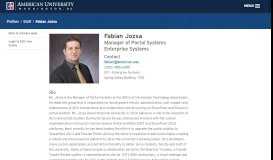 
							         Staff Profile: Fabian Jozsa | American University, Washington, DC								  
							    