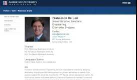 
							         Staff Profile: Francesco de Leo | American University, Washington, DC								  
							    