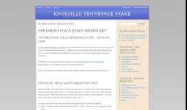 
							         Stake Video Broadcasts | Knoxville Tennessee Stake								  
							    