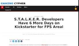 
							         S.T.A.L.K.E.R. Developers Have 6 More Days on Kickstarter for FPS ...								  
							    