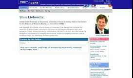 
							         Stan Liebowitz | VOX, CEPR Policy Portal - Vox EU								  
							    