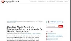 
							         Standard Media Agent Job Application Form: How to apply for Election ...								  
							    