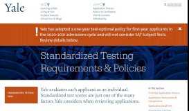 
							         Standardized Testing Requirements and Policies - Yale Admissions								  
							    