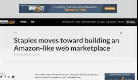 
							         Staples moves toward building an Amazon-like web marketplace								  
							    