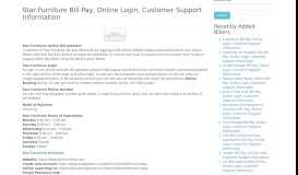 
							         Star Furniture Bill Pay, Online Login, Customer Support Information								  
							    