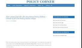 
							         Star Union Dai ichi Life Insurance Policy Status | Sud Life Policy Details								  
							    