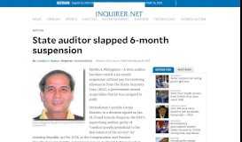 
							         State auditor slapped 6-month suspension | Inquirer News								  
							    
