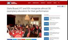
							         State Board, IFT and IEA recognize almost 30 exemplary educators for ...								  
							    