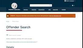 
							         State of North Carolina: Offender Search - NC.gov								  
							    