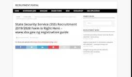 
							         State Security Service (SSS) Recruitment 2019 ... - Recruitment Portal								  
							    
