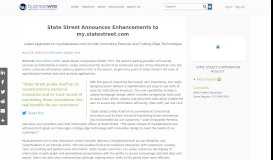 
							         State Street Announces Enhancements to my.statestreet.com ...								  
							    