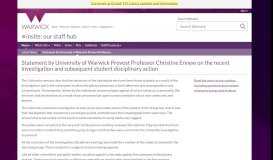 
							         Statement by University of Warwick Provost Professor Christine Ennew ...								  
							    