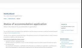 
							         Status of accommodation application - AskAuckland								  
							    