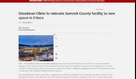 
							         Steadman Clinic to relocate Summit County facility to new space in ...								  
							    
