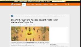 
							         Steam: Graveyard Keeper stürmt Platz 1 der nationalen Topseller								  
							    