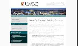 
							         Step-By-Step Application Process - Meyerhoff Scholars Program - UMBC								  
							    