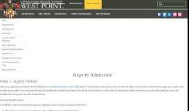 
							         Steps to Admission | United States Military Academy West Point								  
							    