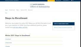 
							         Steps to Enrollment - UCSB Admissions - UC Santa Barbara								  
							    