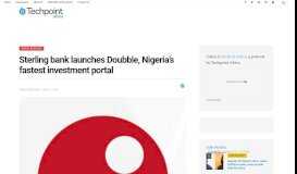 
							         Sterling bank launches Doubble, Nigeria's fastest investment portal								  
							    