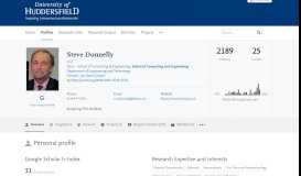 
							         Steve Donnelly — University of Huddersfield Research Portal								  
							    