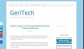 
							         Still In Search of a Personal Health Record & Trying Healthvault ...								  
							    