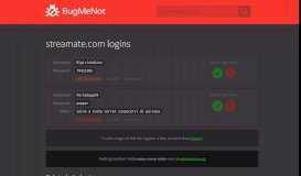 
							         streamate.com logins - BugMeNot								  
							    