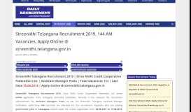 
							         Streenidhi Telangana Recruitment 2019, 144 AM Vacancies ...								  
							    