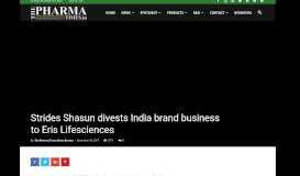 
							         Strides Shasun divests India brand business to Eris Lifesciences | The ...								  
							    