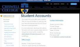 
							         Student Accounts | Criswell College								  
							    
