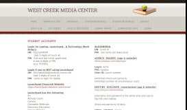 
							         Student Accounts - West Creek Media Center								  
							    
