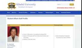 
							         Student Affairs Staff Profile - Kibabii University								  
							    