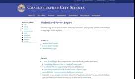 
							         Student and Parent Logins | Charlottesville City Schools								  
							    