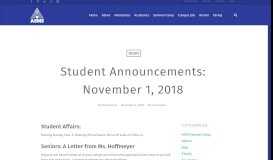 
							         Student Announcements: November 1, 2018 | | ASMS								  
							    