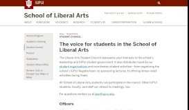 
							         Student Council: Student Portal: School of Liberal Arts: IUPUI								  
							    