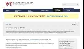 
							         Student Dependents | Harvard University Student Health Program								  
							    