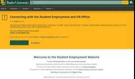 
							         Student Employment | Baylor University								  
							    